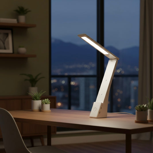 Folding LED Desk Lamp with 15W Fast Wireless Charger – Eye-Safe, Modern & USB-Powered