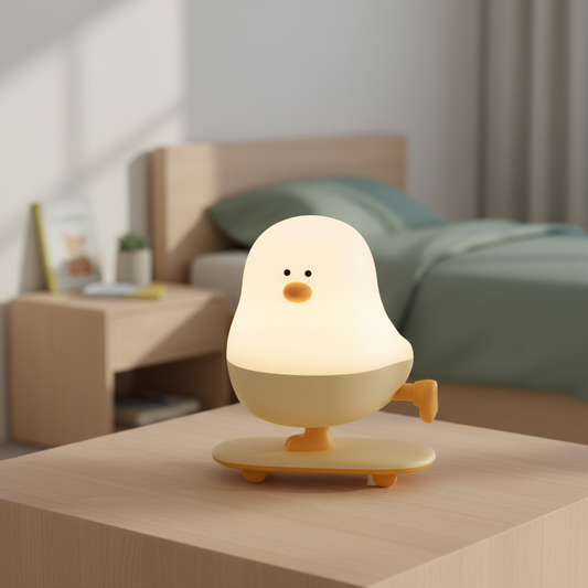Skateboard Chicken Night Light – Touch Control & Rechargeable