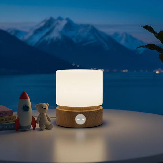 Modern Portable USB Wood Lamp – Touch Control, Rechargeable LED Bedside Light for Kids and Adults